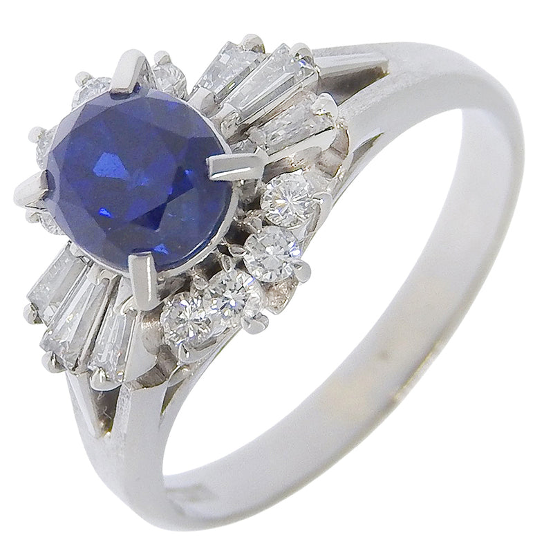 Pt900PlatAnillo China x Zafiro x Diamante 
 No 13