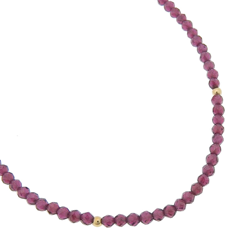 Collier perlé or jaune K18 x rubis