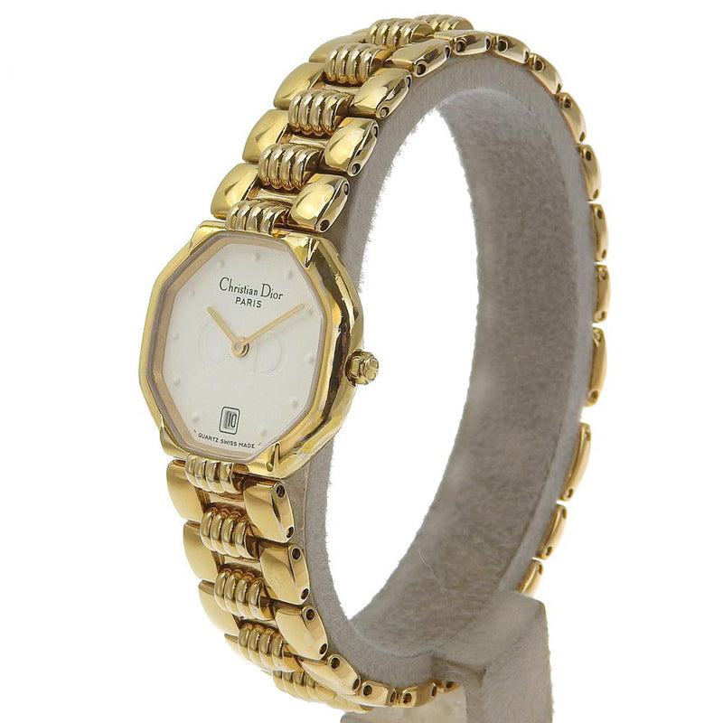 [Dior] Christian Dior 
 watch 
 48.153 Gold plating gold quartz analog display white dial Ladies