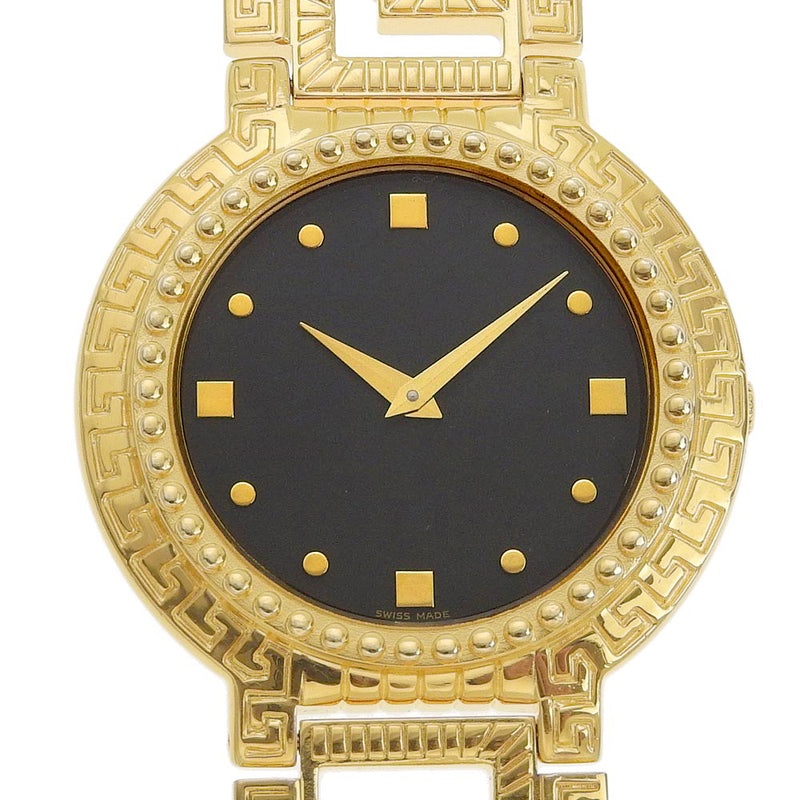 [Versace]范思哲 
 美杜莎手表 
 硬币手表7008003金镀金石英模拟显示黑色表盘黑梅莎男士男士