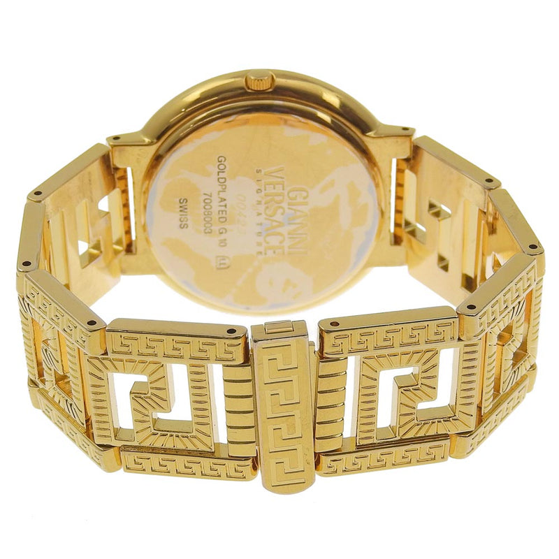 [Versace] Versace 
 Reloj Medusa 
 Moda de monedas 7008003 Gold Chapado de oro Gold Quartz Display Black Dial Medusa Men's