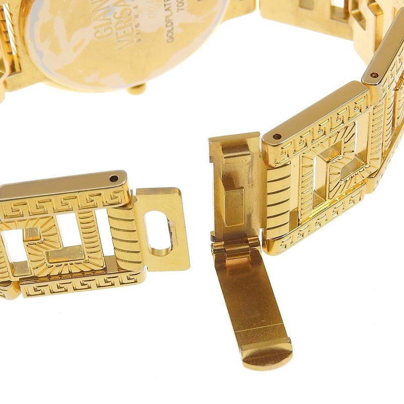 [Versace] Versace 
 메두사 시계 
 동전 시계 7008003 골드 도금 금 쿼츠 아날로그 디스플레이 블랙 다이얼 메두사 남자 남성용