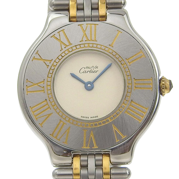 [Cartier] Cartier 
 Must 21 wristwatch 
 Vantian LM W10050F4 Stainless steel x YG Silver/Gold Quartz Analog Ladies Must21 Ladies