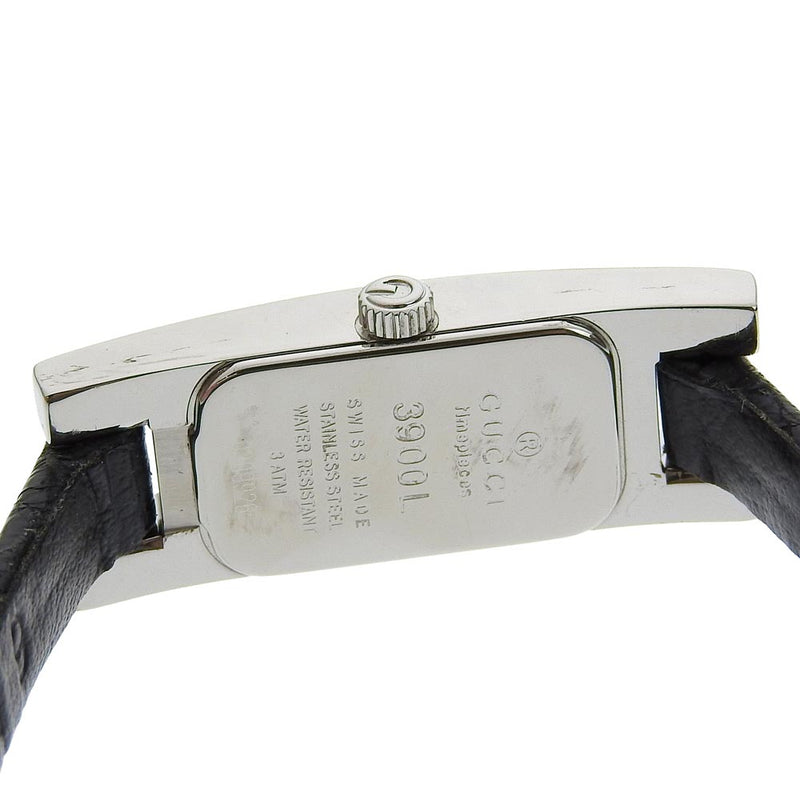 [GUCCI] Gucci 
 Bezelside diamond watch 
 2P diamond 3900L Stainless steel x Leather Black Quartz White Shell Dial BEZEL SIDE DIAMOND Ladies