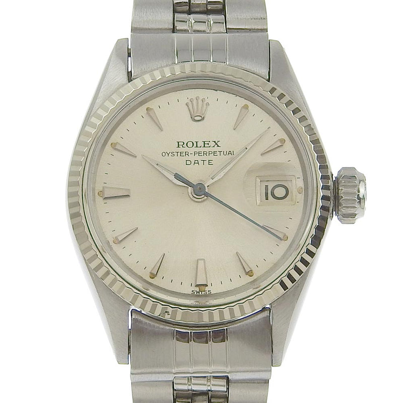 【ROLEX】ロレックス
 オイスターパーペチュアル 腕時計
 デイト 9番台 6517 ステンレススチール シルバー 自動巻き シルバー文字盤 Oyster perpetual レディース