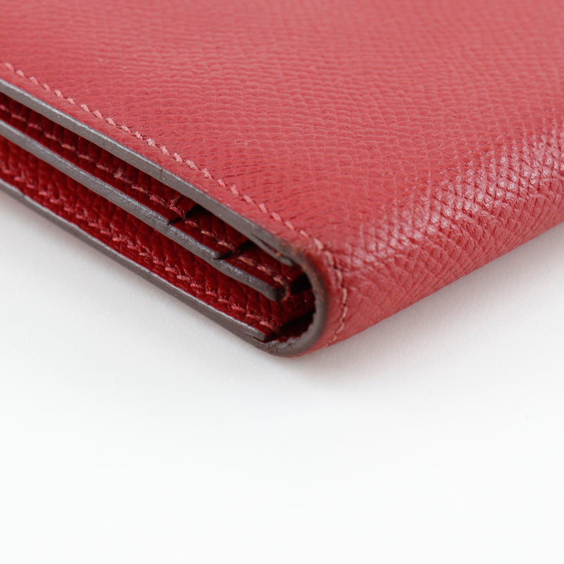 [HERMES] Hermes 
 Beansfre long wallet 
 Vo Epson Ruby □ Q -engraved belt bracket beansufla Ladies