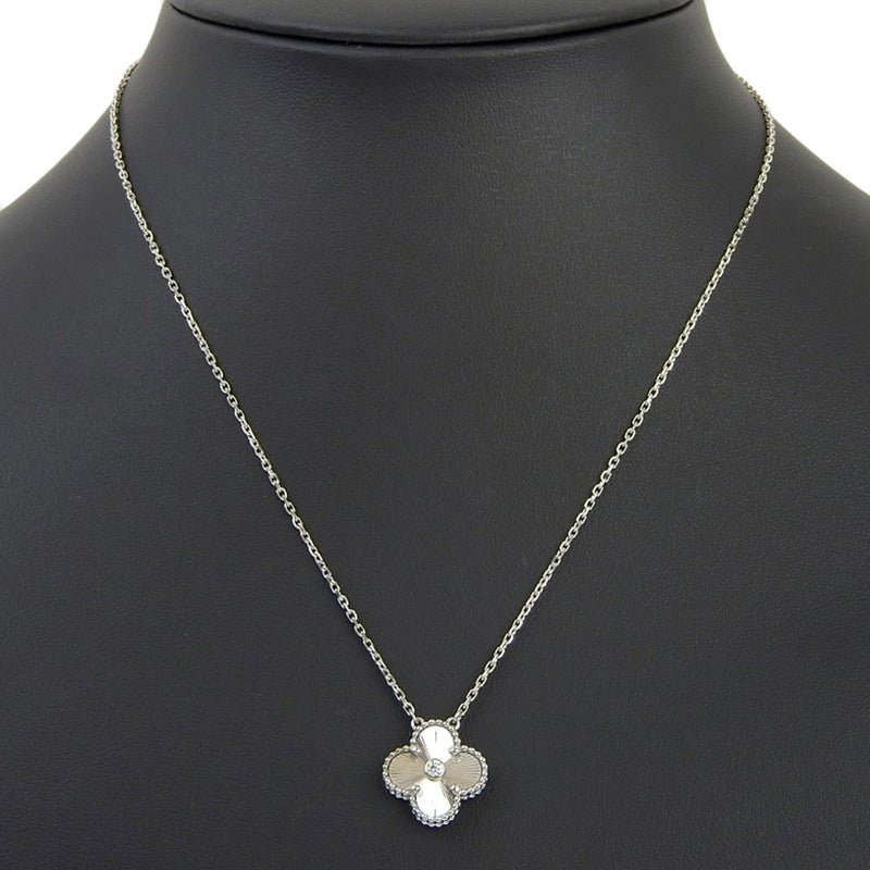 [VAN CLEEF & ARPELS] Van Cleef & Arpel Vintage Humbra Necklace 2020 Holiday 18KWhite Gold x Diamond Clover Approximately 8.5g Vintage Alhambra Ladies A+Rank