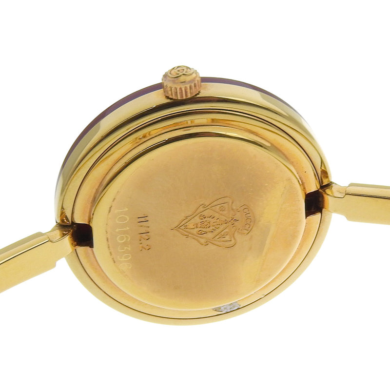 【GUCCI】グッチ
 チェンジベゼル 腕時計
 金メッキ クオーツ アナログ表示 ホワイト文字盤 Change bezel レディース