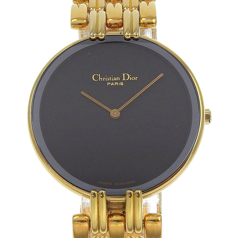[Dior] Christian Dior 
 montre bakira 
 D47-154-4 Plaqué or x acier inoxydable Quartz doré Affichage analogique Cadran noir Bakira Femme