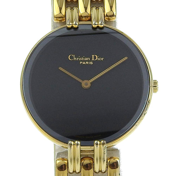 [Dior] Christian Dior 
 Bakira Watch 
 D46-154-4 Gold Slating Quartz Display analógico Dial negro Bakira Damas