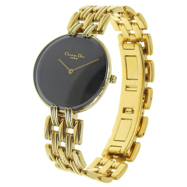【Dior】クリスチャンディオール
 バキラ 腕時計
 D46-154-4 金メッキ クオーツ アナログ表示 黒文字盤 Bakira レディース