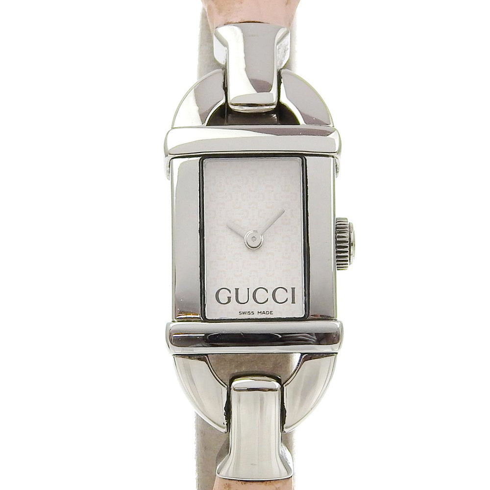 【GUCCI】グッチ, バンブー 腕時計, 6800L ステンレススチール×ラバー ピンク クオーツ アナログ表示 白文字盤 Bamboo レディース