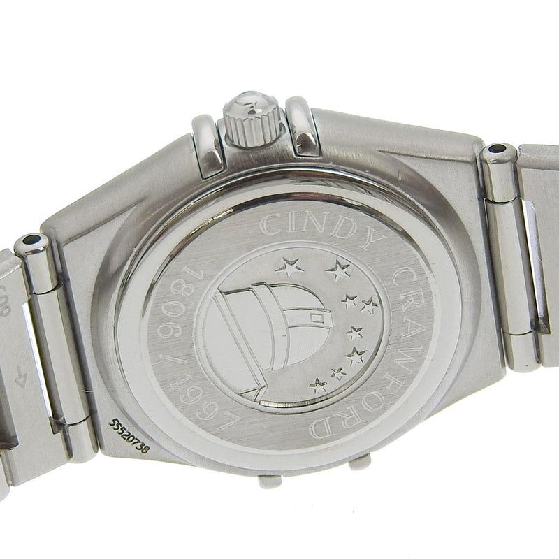 【OMEGA】オメガ
 コンステレーション 腕時計
 シンディクロフォード 12Pダイヤ 1564.65 ステンレススチール クオーツ アナログ表示 オレンジ文字盤 Constellation レディースAランク