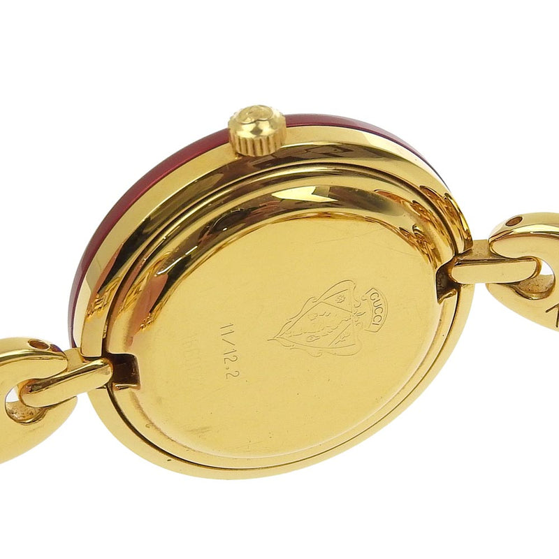 [Gucci] Gucci 
 Cambiar Besel Watch 
 11/12.2 Gold Chapado de oro Gold Quartz Display White Dial Change Bisel Damas
