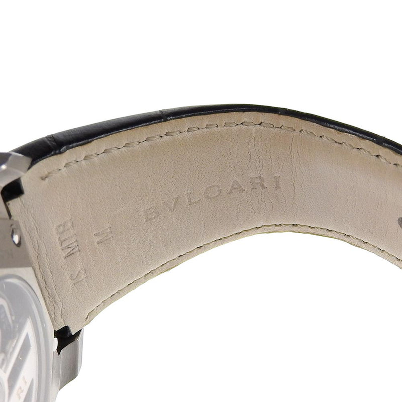 【BVLGARI】ブルガリ
 オクト ヴェロチッシモ 腕時計
 裏スケ cal.328 BG041SCH ステンレススチール×クロコダイル 自動巻き クロノグラフ 黒文字盤 Oct Verocissimo メンズAランク