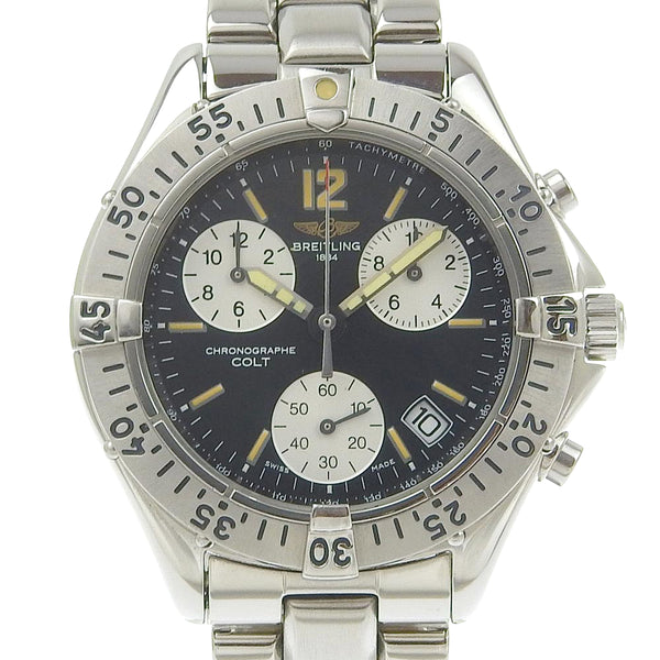 [BREITLING] Breitling 
 Colt watch 
 A53035 Stainless steel automatic winding chronograph navy dial COLT Men's A-Rank