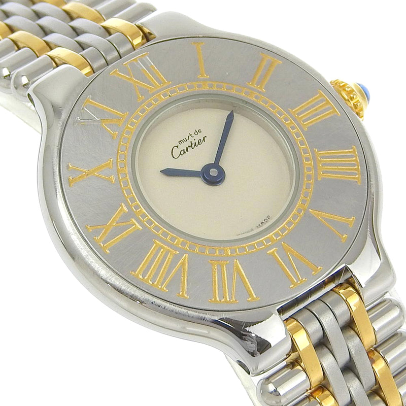 [Cartier] Cartier Must 21 Watch 16308 Stainless Steel Quartz Analog display IvoryDial Must21 Ladies