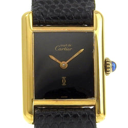 [Cartier] Cartier 
 Reloj del tanque 
 Cal.78.1 Silver 925 × Lizard Gold Humor -Roled Black Dial Tank Ladies