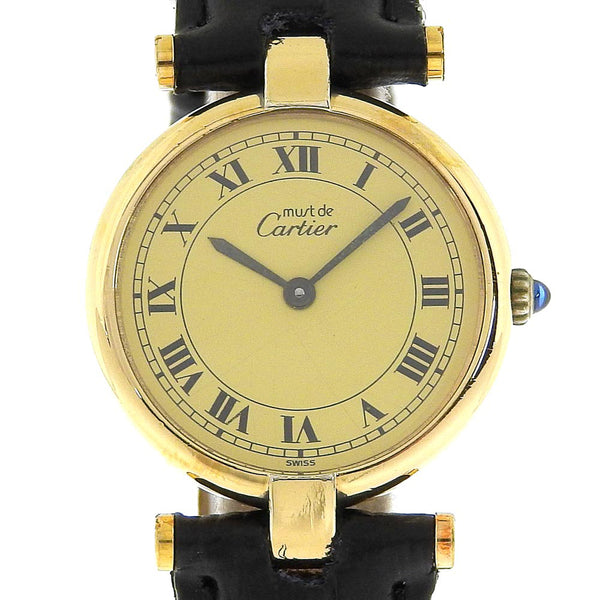 [Cartier] Cartier 
 Massevandome Watch 
 Cal.81 Silver925×Embossed Leather gold Quartz Analog display ivory dial Must Vendome Ladies