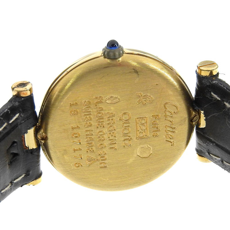 [까르띠에] 까르띠에 
 마스 반도계 시계 
 Cal.81 Silver 925 × 악어 골드 쿼츠 아날로그 레이디스는 벤덴 데이 숙녀해야합니다.