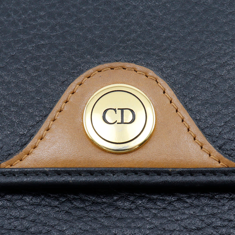 [Dior] Christian Dior 
 Bolsa de hombro 
 Botón Diagonal de cuero Damas