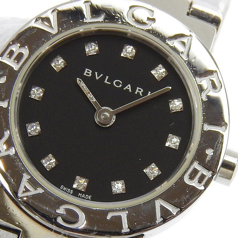 【BVLGARI】ブルガリ
 ブルガリブルガリ 腕時計
 12Pダイヤ BB23SS ステンレススチール×ダイヤモンド クオーツ アナログ表示 黒文字盤 Bulgari Bulgari レディース