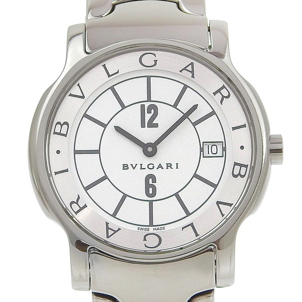 【BVLGARI】ブルガリ
 ソロテンポ 腕時計
 ST35S ステンレススチール クオーツ アナログ表示 白文字盤 Solo tempo メンズA-ランク