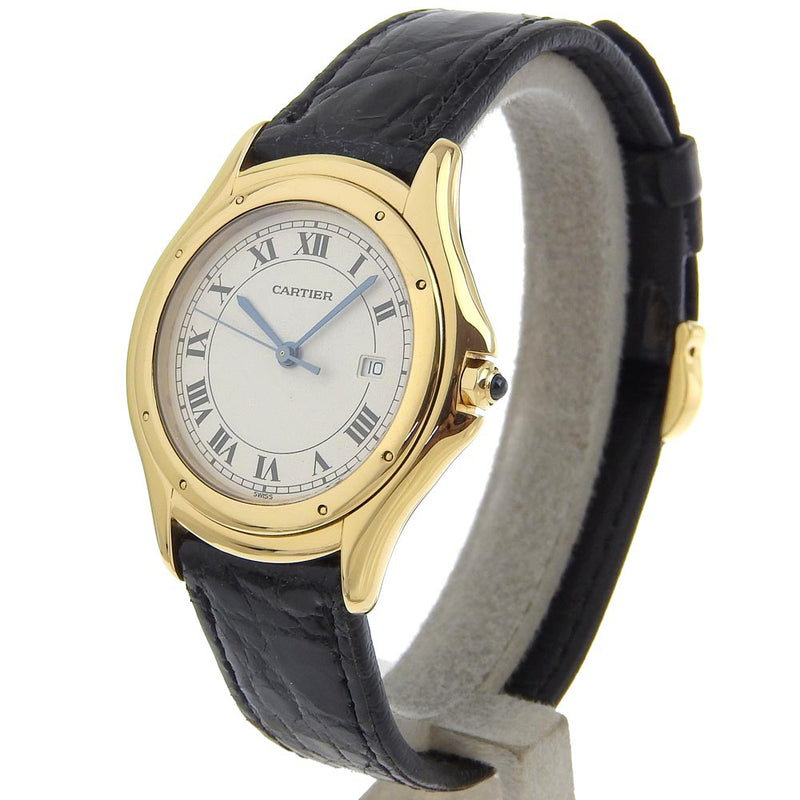 [Cartier] Cartier 
 Panthail Couger Watch 
 887920 K18 Oro amarillo X Crocodile Quartz Analógico Damas A-Rank