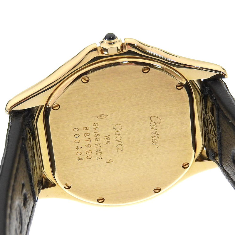 【CARTIER】カルティエ
 パンテール クーガー 腕時計
 887920 K18イエローゴールド×クロコダイル クオーツ アナログ表示 白文字盤 PANTHERE Cougar レディースA-ランク