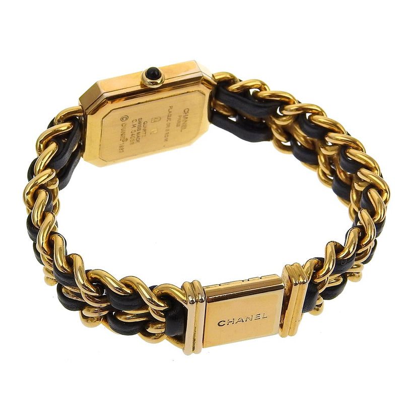 [Chanel] Chanel Premiere l Watch Gold plaqué x cuir quartz analogique noire de cadran