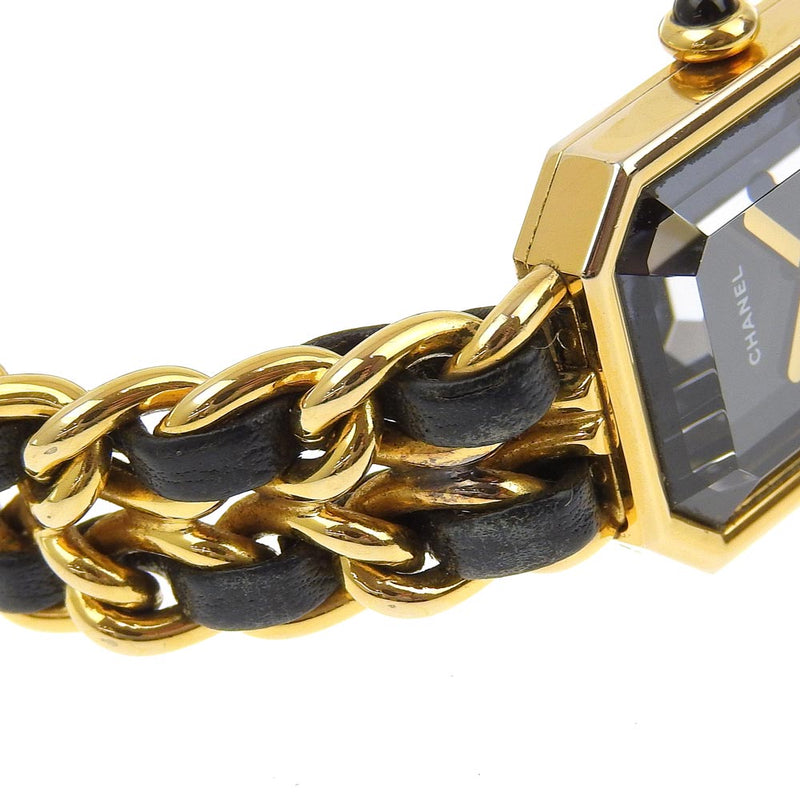 [Chanel] Chanel Premiere l Watch Gold plaqué x cuir quartz analogique noire de cadran