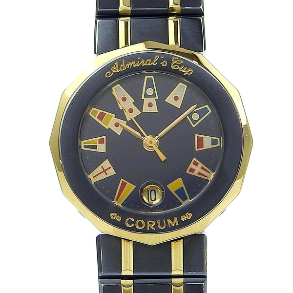 【CORUM】コルム
 アドミラルズカップ 腕時計
 39.610.31V-52 ガンブルー×YG ゴールド クオーツ アナログ表示 ネイビー文字盤 Admirals cup レディース