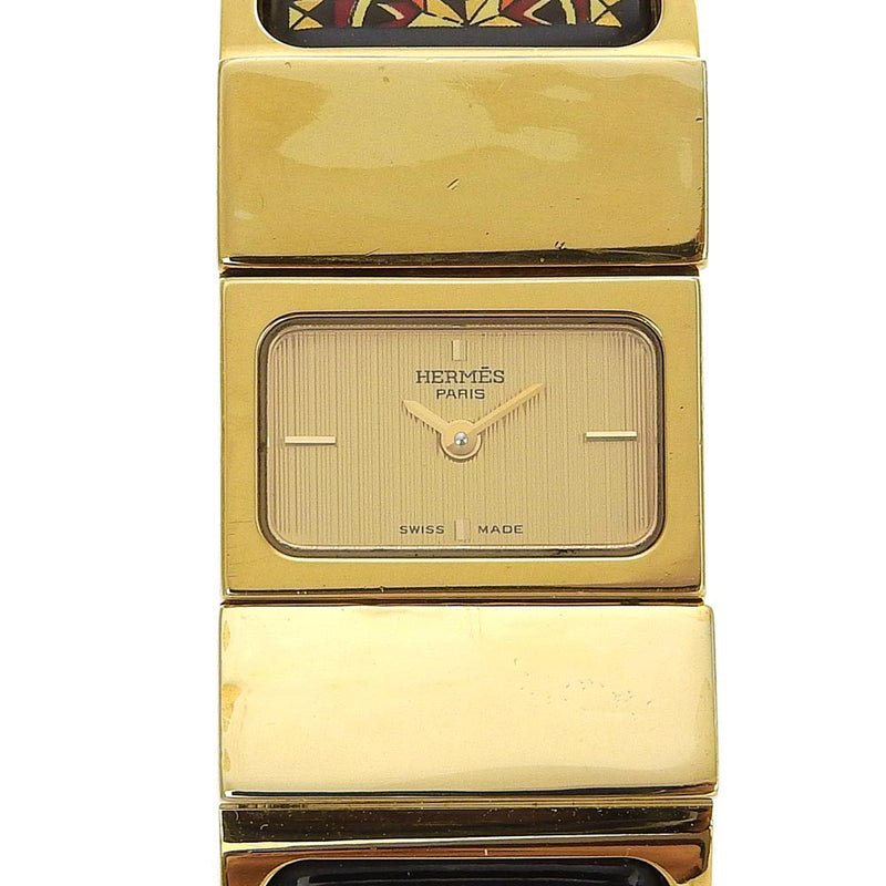 [Hermes] Hermes 
 Reloj de ubicación 
 L01.201 Gold Slating Analógico Display Gold Dial Ubicación Damas