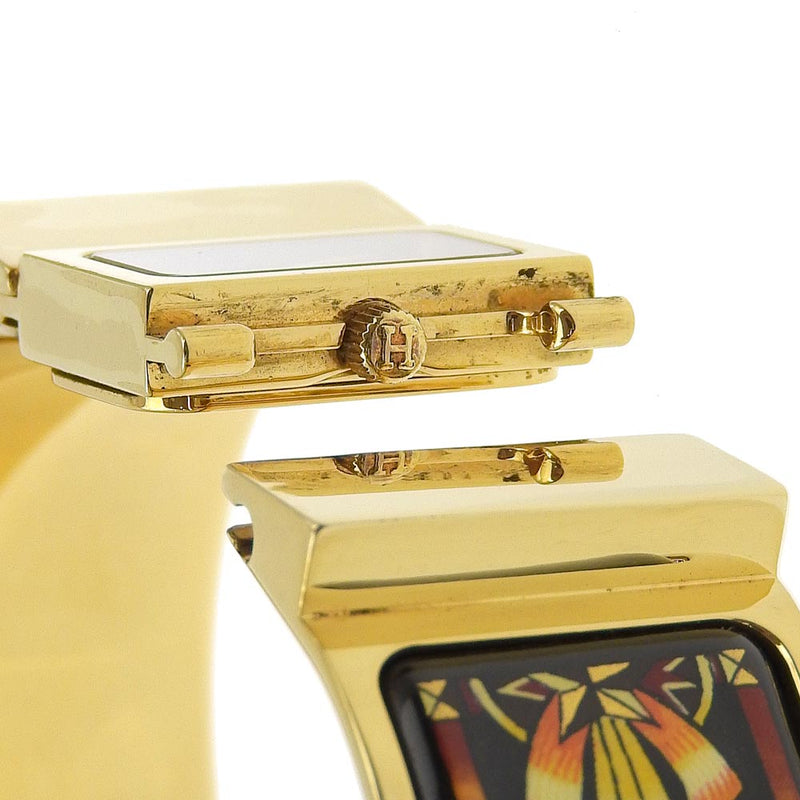 [HERMES] Hermes 
 Location watch 
 L01.201 Gold plating quartz analog display Gold dial LOCATION Ladies