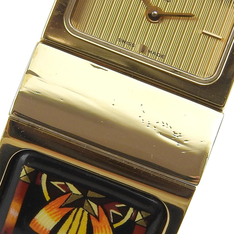 [HERMES] Hermes 
 Location watch 
 L01.201 Gold plating quartz analog display Gold dial LOCATION Ladies