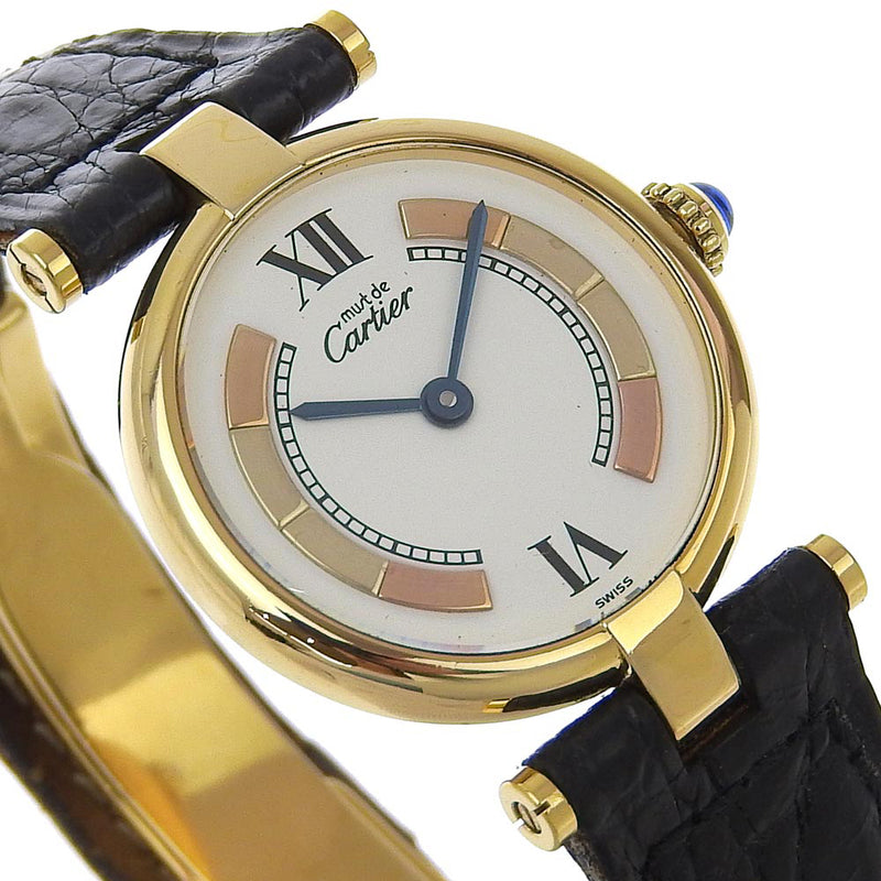 【CARTIER】カルティエ
 マスト ヴァンドーム 腕時計
 ヴェルメイユ 1851 シルバー925×クロコダイル クオーツ アナログ表示 白文字盤 Must Vendome レディース