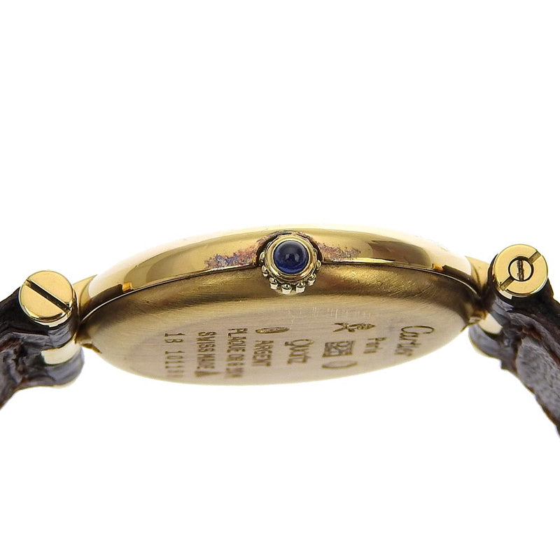 [Cartier] Cartier 
 Reloj de mástil Vendome 
 84977113 Silver 925 × Lizard Gold Quartz Display Dial Gold Dial debe Vendome Damas