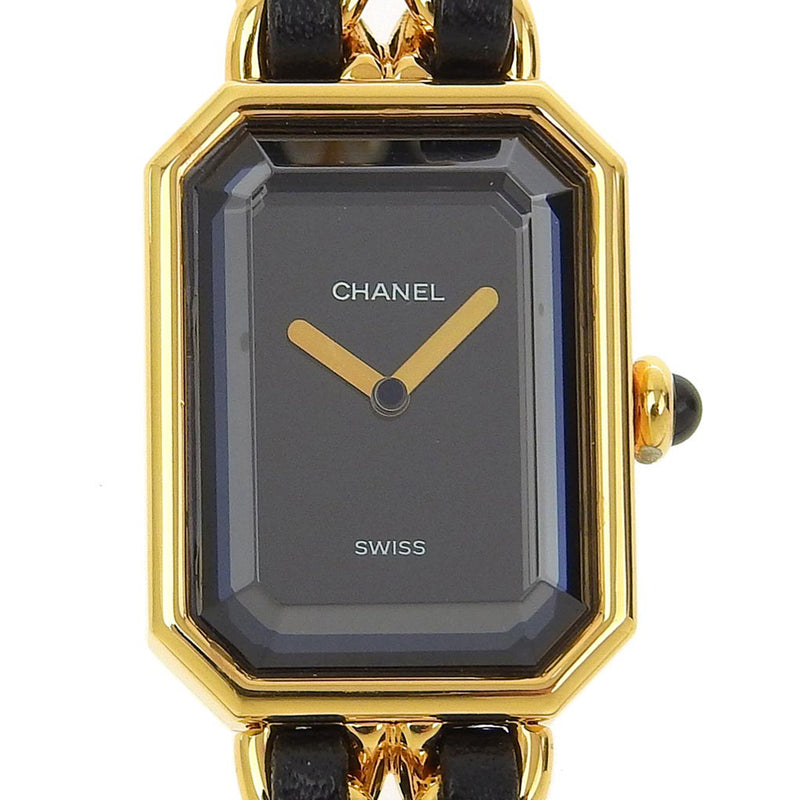 [Chanel] Chanel Premier S Watch H0001 Gold Placing x Leather Quartz Affichage analogique Black Dial Premiere S Ladies A Rank