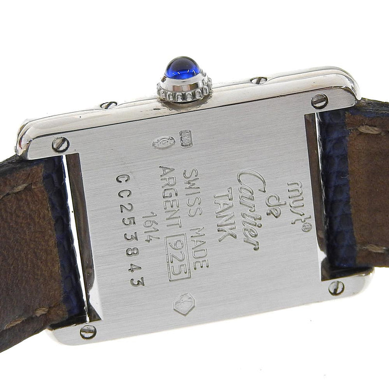 【CARTIER】カルティエ
 タンクヴェルメイユ 腕時計
 cal.057 1614 シルバー925×リザード 青 クオーツ アナログ表示 白文字盤 Tank Vermeil レディース