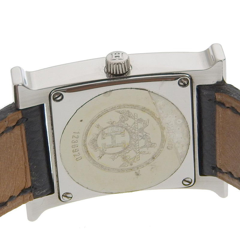 [HERMES] Hermes 
 H watch watch 
 HH1.210 Stainless steel x leather □ B engraved Quartz analog display Black dial HEURE H WATCH Ladies A-Rank