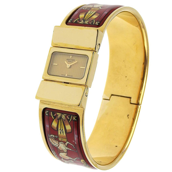 [Hermes] Hermes 
 Reloj de ubicación 
 LO1.201 Gold de oro Cirazo Rojo Pantalla analógica Ubicación de dial de oro Damas