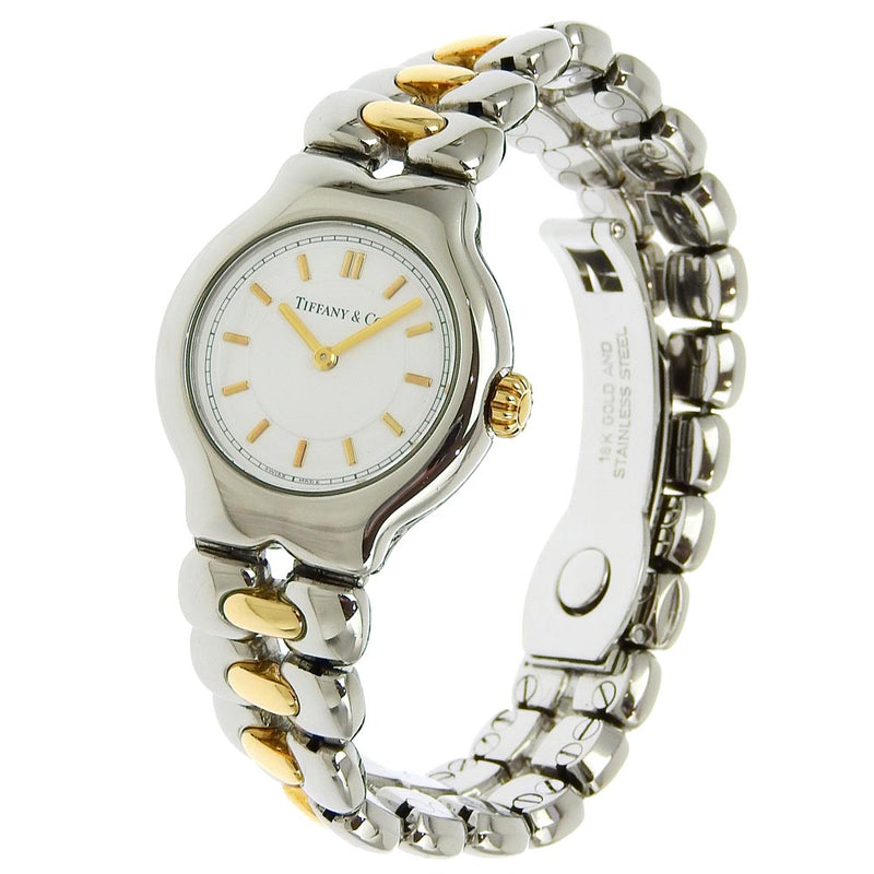 [Tiffany & co.] Tiffany 
 Reloj tisolo 
 L0112 Display analógica de cuarzo de acero inoxidable Dial blanco Tisolo Ladies