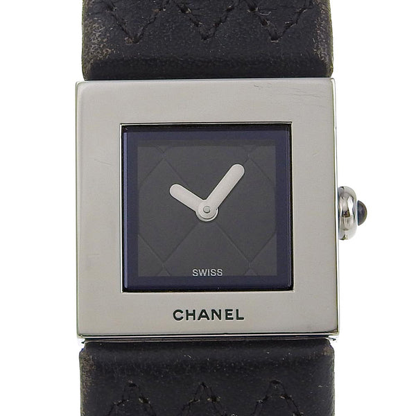 [CHANEL] Chanel 
 Matelasse watch 
 Stainless Steel× Leather Quartz Analog display black dial Matelasse Ladies