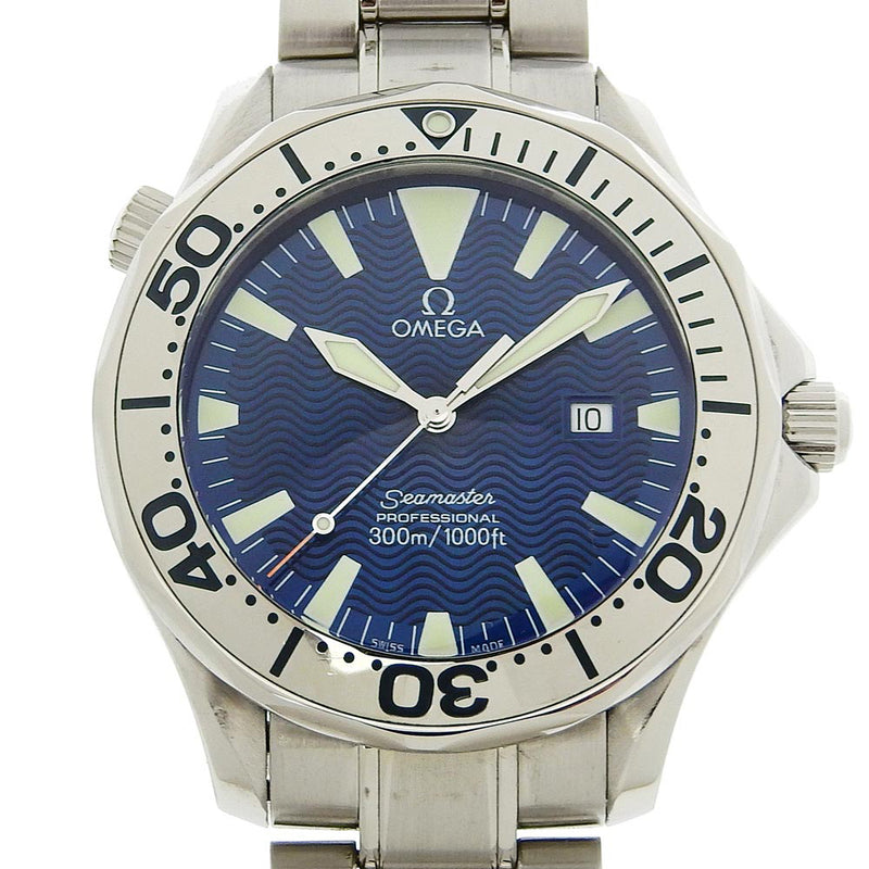 [Omega] Omega 
 Reloj de 300 m Seamaster 
 2265.80 Dial azul de cuarzo de acero inoxidable 300m para hombres