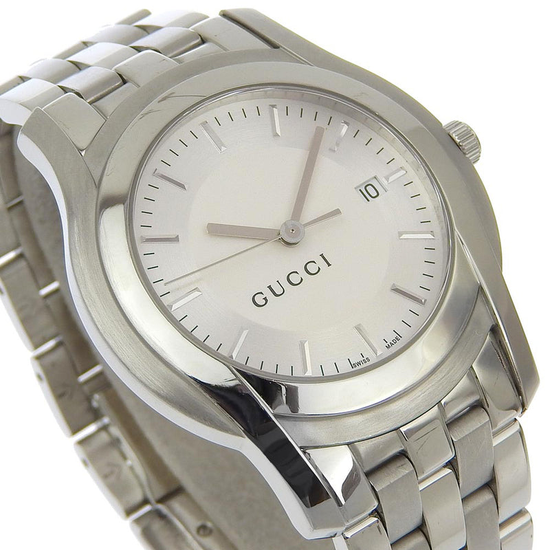 [Gucci] Gucci 
 mirar 
 5500XL Menaderos de dial de plata de cuarzo de acero inoxidable
