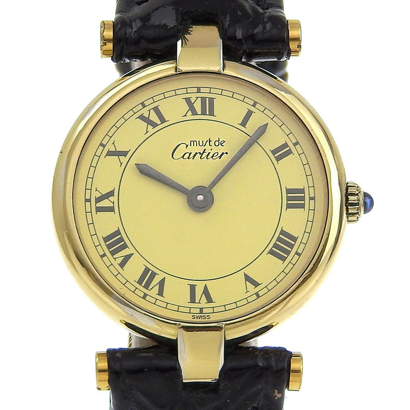 [Cartier] Cartier 
 Reloj de mástil Vendome 
 Vermille Cal.81 Silver 925 x Crocodile Gold Quartz Damas Analógicas debe Vendome Damas