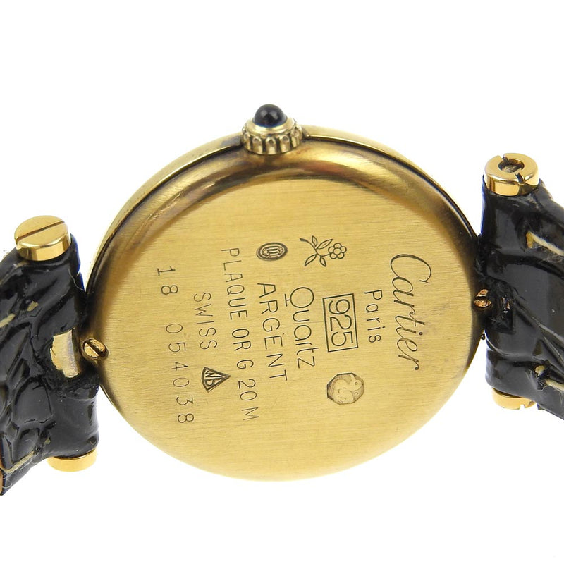 [까르띠에] 까르띠에 
 마스트 Vendome 시계 
 Vermille Cal.81 Silver 925 x Crocodile Gold Quartz 아날로그 레이디는 벤덴 데이 숙녀해야합니다.