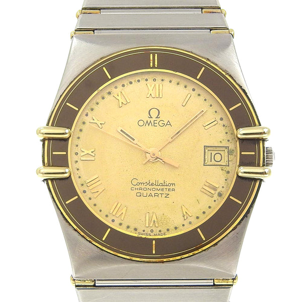 [欧米茄]欧米茄 
 星座手表 
 组合1422不锈钢石英模拟展示香槟金拨号盘男士B级