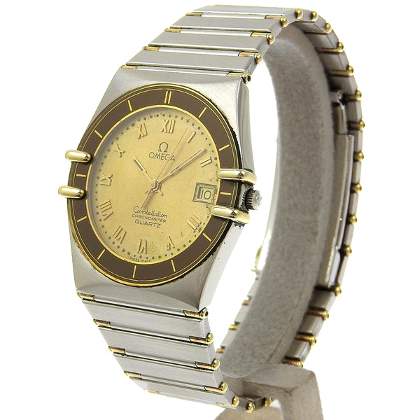 [欧米茄]欧米茄 
 星座手表 
 组合1422不锈钢石英模拟展示香槟金拨号盘男士B级