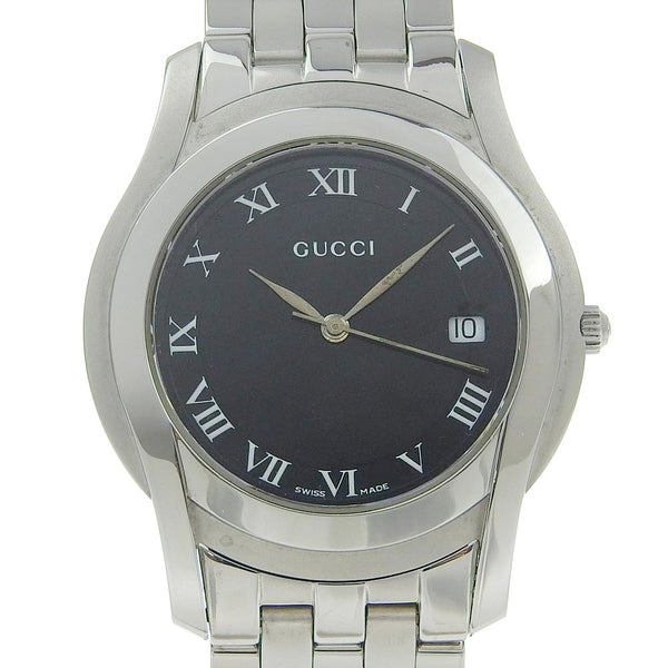 [Gucci] Gucci 
 mirar 
 5500m de acero inoxidable exhibición analógica de dial negro